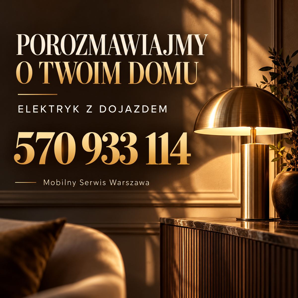 Kontakt — brązowo-złoty plakat kwadratowy