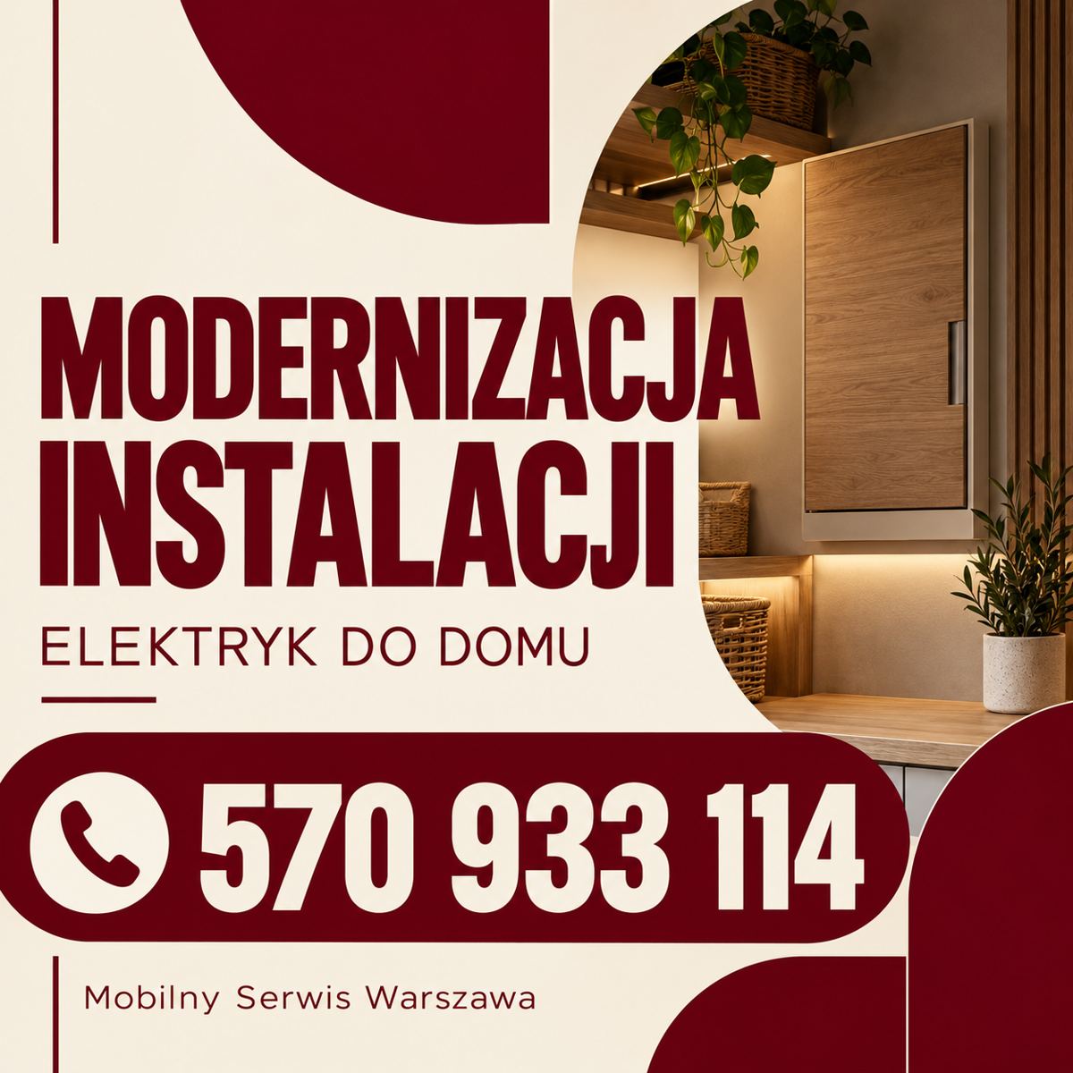 Modernizacja — bordowy plakat kwadratowy