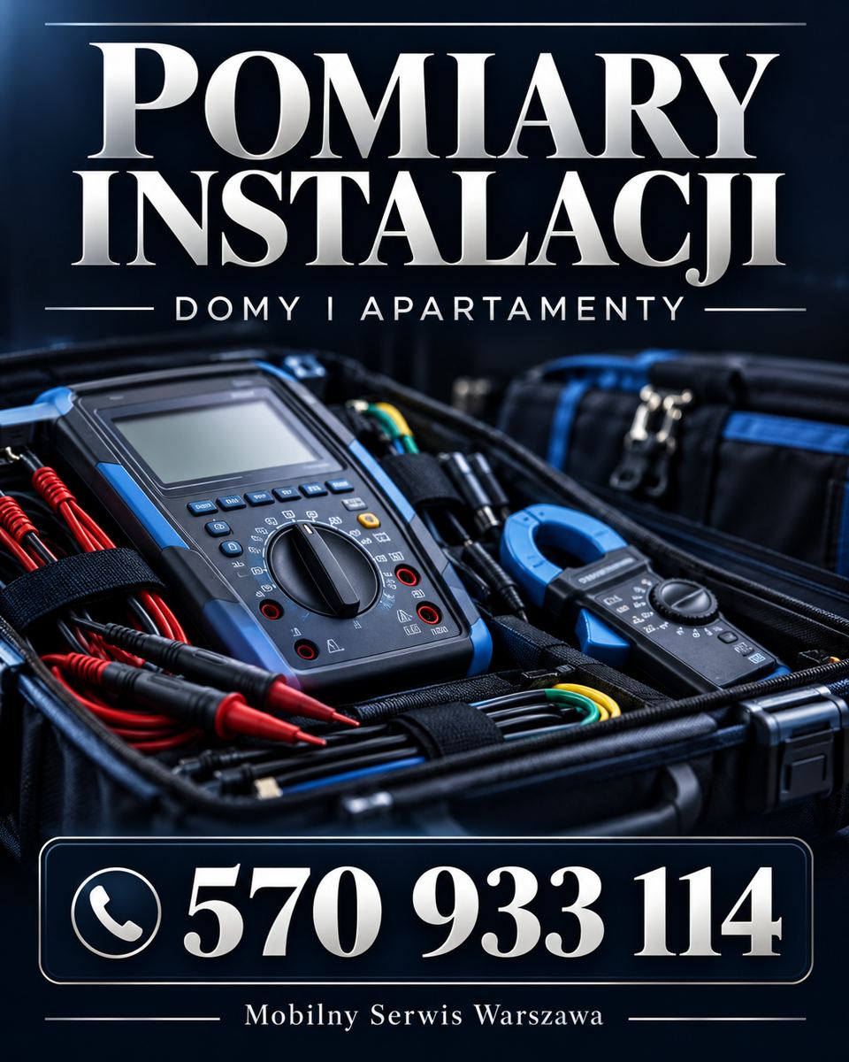 Pomiary — granatowy plakat pionowy