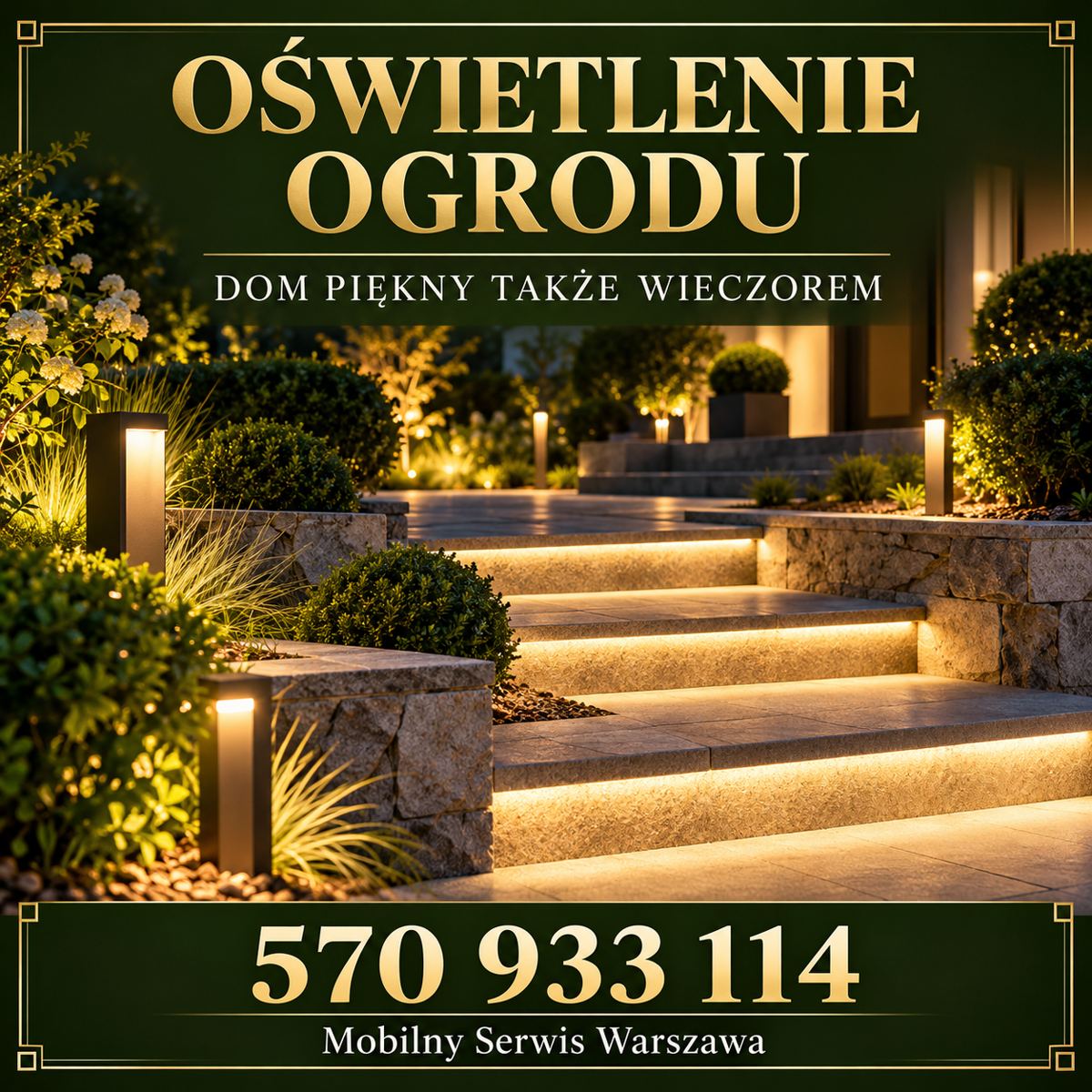 Ogród — oliwkowy plakat kwadratowy