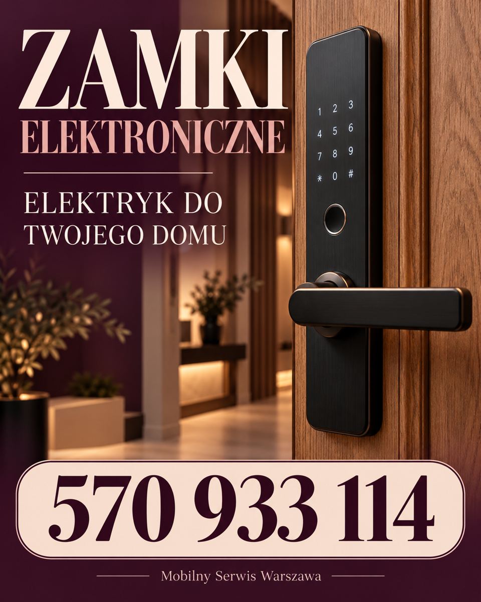 Zamek elektroniczny — śliwkowy plakat pionowy