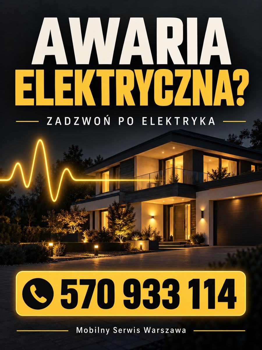 Awaria — grafitowo-żółty plakat pionowy
