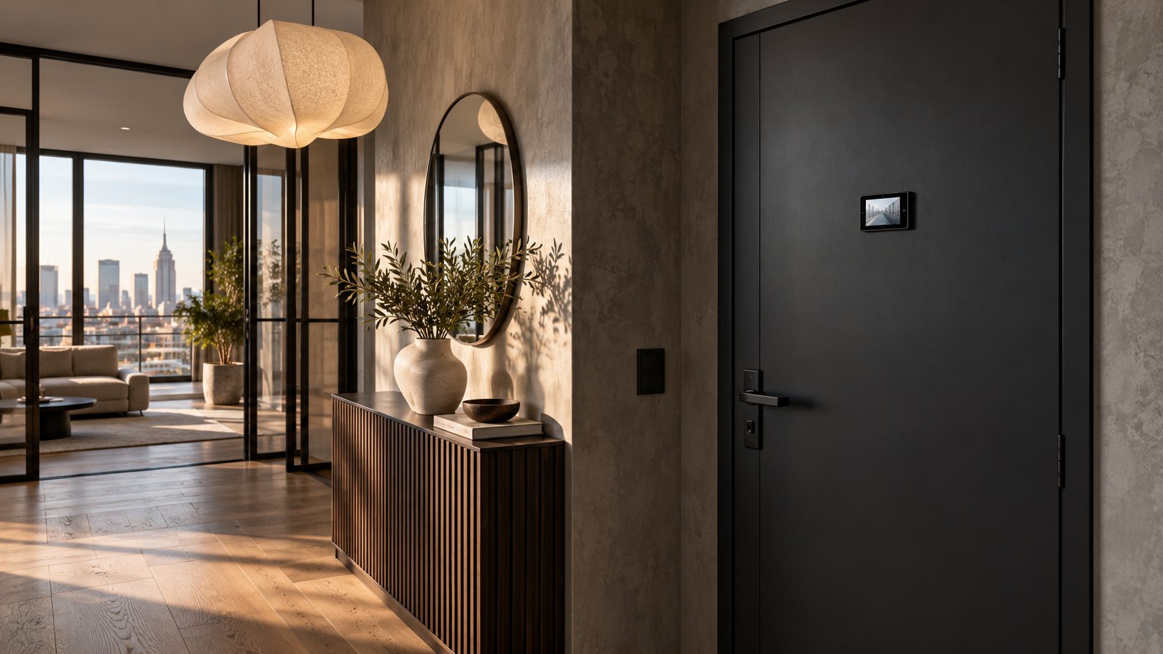 Elektroniczny wizjer w nowoczesnym apartamencie